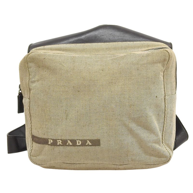 Prada 90's Vintage 1999ss Collection Box Calf Leather Canvas Backpack Bag Ultra