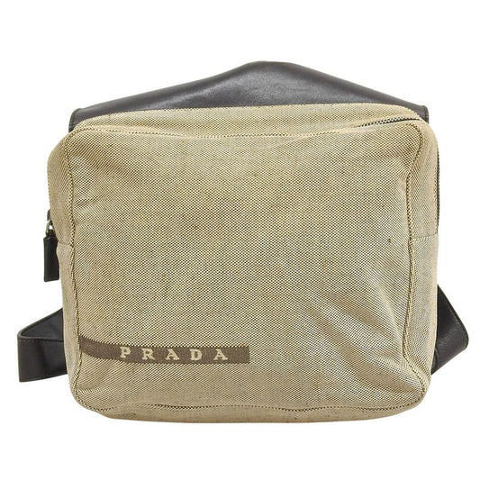 Prada 90's Vintage 1999ss Collection Box Calf Leather Canvas Backpack Bag Ultra