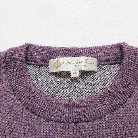 Christian DIOR Sports Vintage Knit Sweater Thick Wool Long Sleeve Eiffel Tower