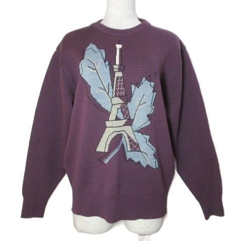 Christian DIOR Sports Vintage Knit Sweater Thick Wool Long Sleeve Eiffel Tower