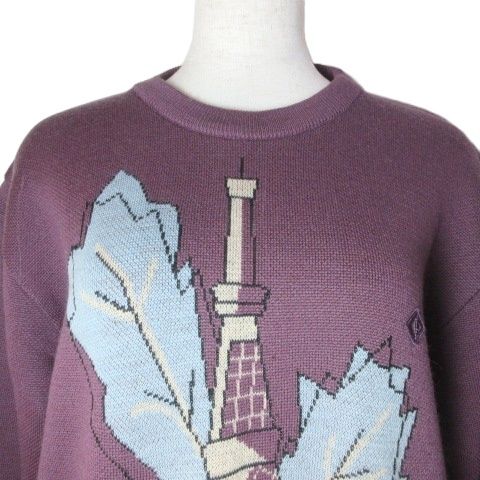 Christian DIOR Sports Vintage Knit Sweater Thick Wool Long Sleeve Eiffel Tower