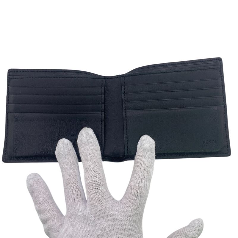 Fendi 7m0169 Studded FF Logo Fold Wallet Branded Coin Purse Bill Brown Ladies