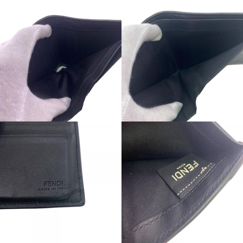 Fendi 7m0169 Studded FF Logo Fold Wallet Branded Coin Purse Bill Brown Ladies