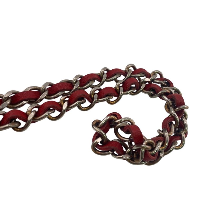 Chanel Chain Belt 1982 Vintage Coco Mark Belt Brand Red Ladies