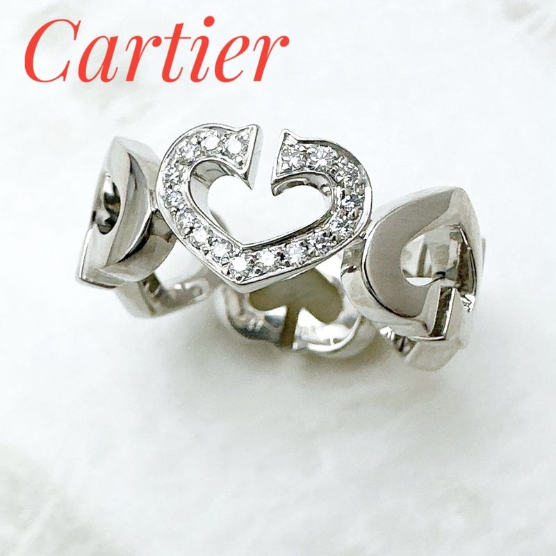 Cartier C Heart Diamond White Gold Ring 48 Approx