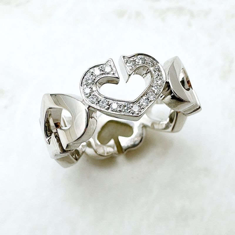 Cartier C Heart Diamond White Gold Ring 48 Approx