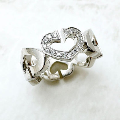 Cartier C Heart Diamond White Gold Ring 48 Approx