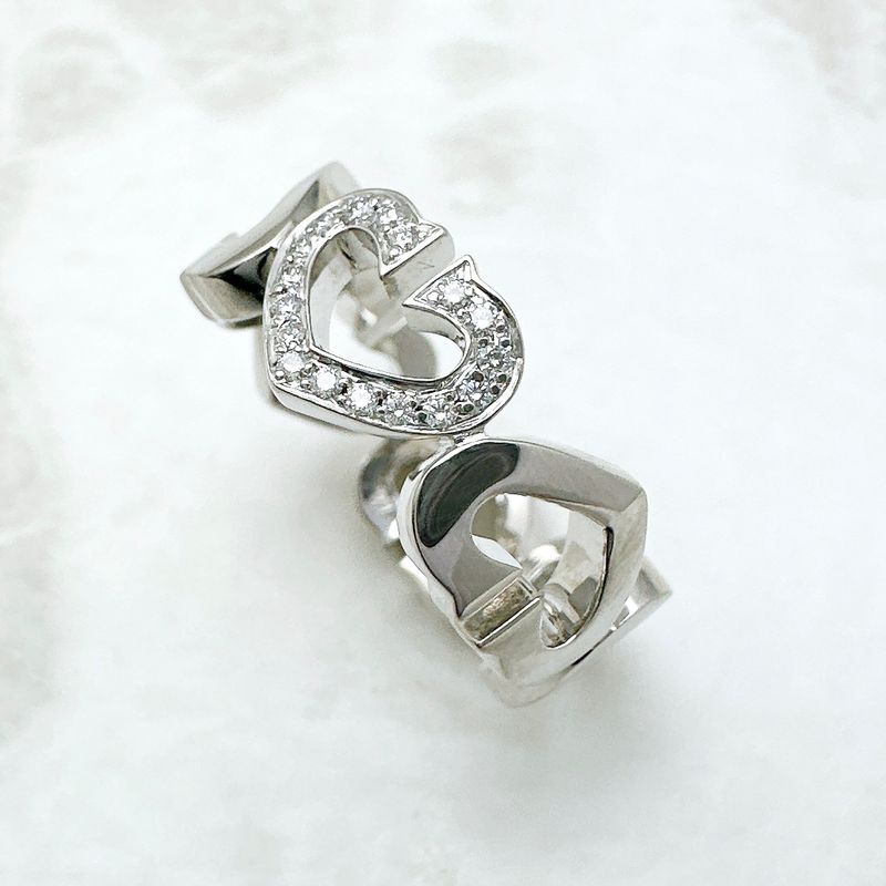 Cartier C Heart Diamond White Gold Ring 48 Approx