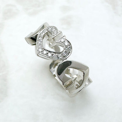 Cartier C Heart Diamond White Gold Ring 48 Approx