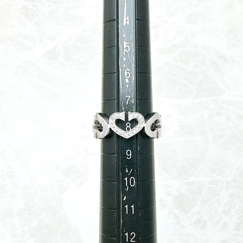 Cartier C Heart Diamond White Gold Ring 48 Approx