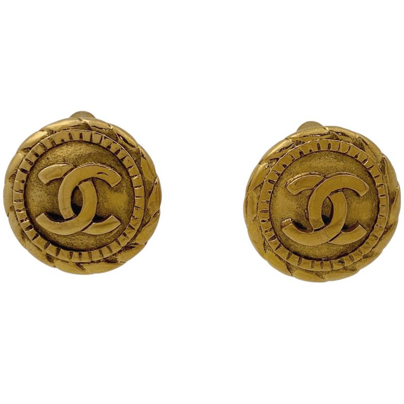 Chanel Coco Mark Round Earrings CC Earrings GP Gold Ladies