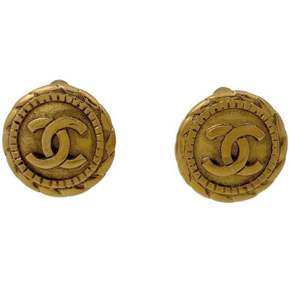 Chanel Coco Mark Round Earrings CC Earrings GP Gold Ladies