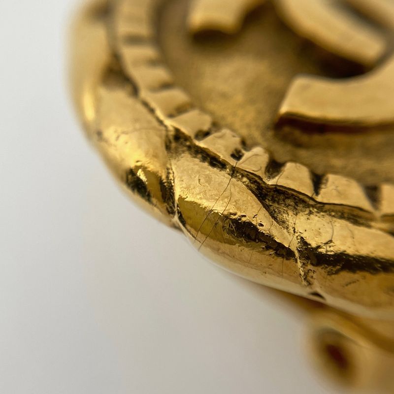 Chanel Coco Mark Round Earrings CC Earrings GP Gold Ladies