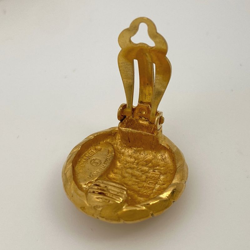 Chanel Coco Mark Round Earrings CC Earrings GP Gold Ladies