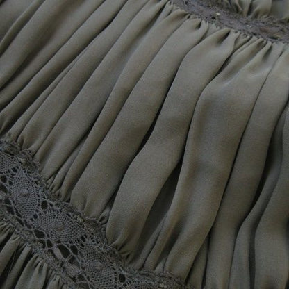 Balenciaga Silk Dress Knee Length Sleeveless Silk Lace Tucked Ribbon Transparent