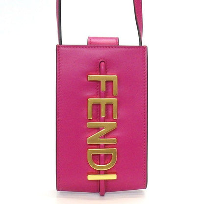 Fendi Shoulder Bag Graffi Phone Pouch 7as192 A5DY Pink Calf Leather Gold