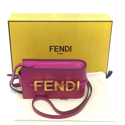 Fendi Shoulder Bag Graffi Phone Pouch 7as192 A5DY Pink Calf Leather Gold
