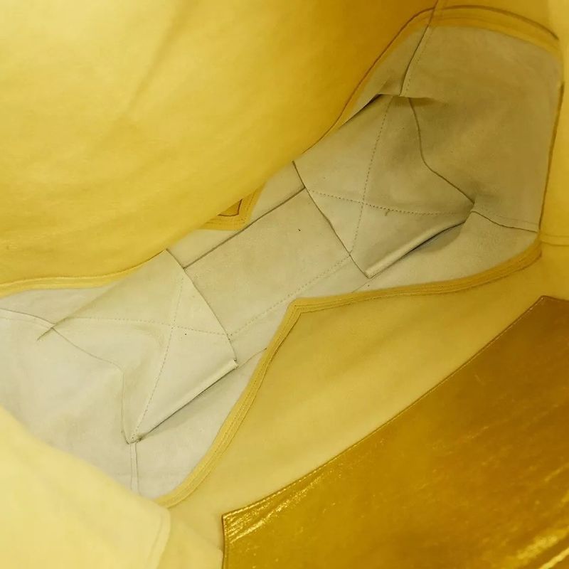 Celine Logo Horizontal Cabas Tote Bag Beige Gold Leather 36bs013