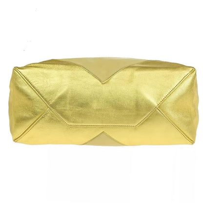 Celine Logo Horizontal Cabas Tote Bag Beige Gold Leather 36bs013