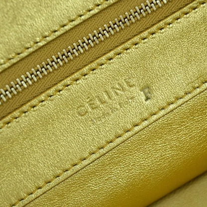 Celine Logo Horizontal Cabas Tote Bag Beige Gold Leather 36bs013