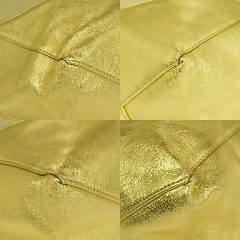 Celine Logo Horizontal Cabas Tote Bag Beige Gold Leather 36bs013