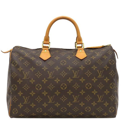 Louis Vuitton Handbag Speedy 35 Monogram Canvas Monogram Gold Hardware Brown