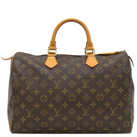Louis Vuitton Handbag Speedy 35 Monogram Canvas Monogram Gold Hardware Brown