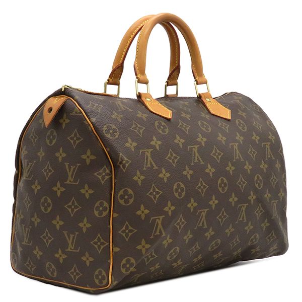 Louis Vuitton Handbag Speedy 35 Monogram Canvas Monogram Gold Hardware Brown