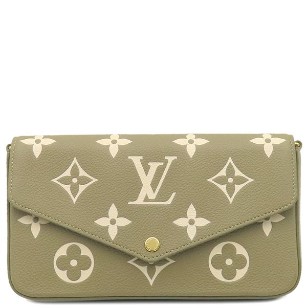 Louis Vuitton Chain Wallet Pochette Felicie Monogram Empreinte Khaki and Cream