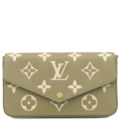 Louis Vuitton Chain Wallet Pochette Felicie Monogram Empreinte Khaki and Cream