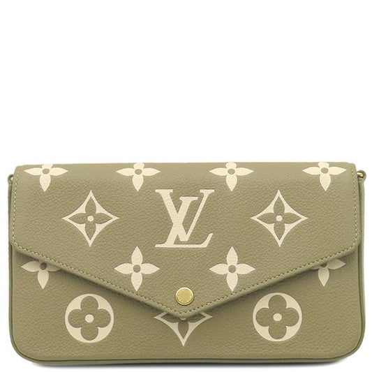 Louis Vuitton Chain Wallet Pochette Felicie Monogram Empreinte Khaki and Cream