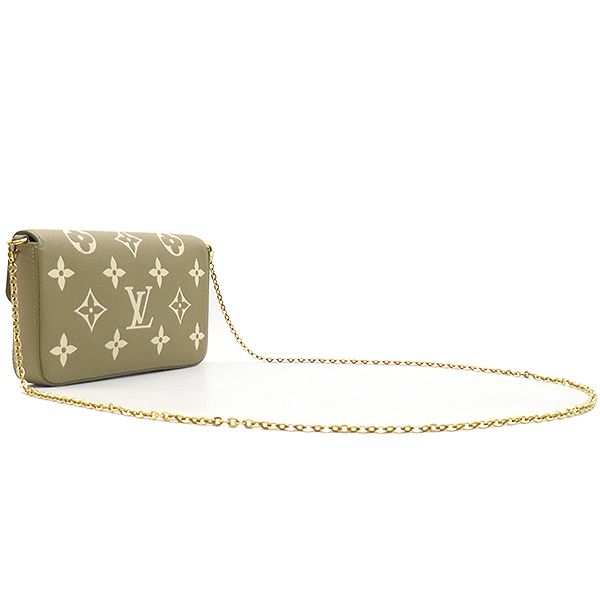 Louis Vuitton Chain Wallet Pochette Felicie Monogram Empreinte Khaki and Cream
