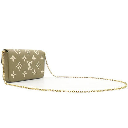 Louis Vuitton Chain Wallet Pochette Felicie Monogram Empreinte Khaki and Cream