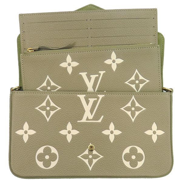 Louis Vuitton Chain Wallet Pochette Felicie Monogram Empreinte Khaki and Cream