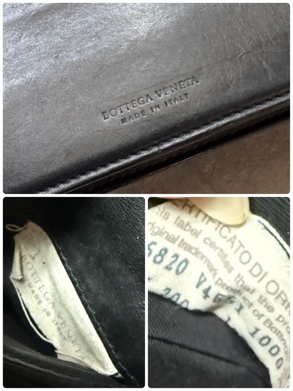 Bottega Veneta Intrecciato Bifold Wallet Calf Leather Pass Case Black Bifold