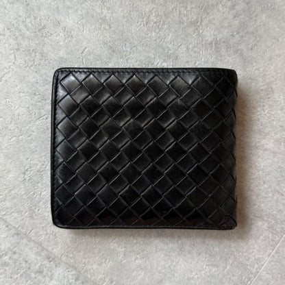 Bottega Veneta Intrecciato Bifold Wallet Calf Leather Pass Case Black Bifold