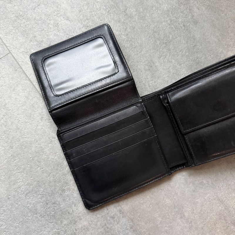 Bottega Veneta Intrecciato Bifold Wallet Calf Leather Pass Case Black Bifold