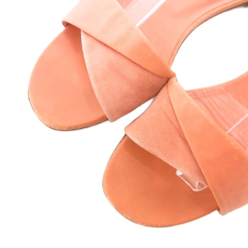 Hermes Separate Sandals Flat Strap Leather Suede 37.5 Salmon Pink GV - GY18