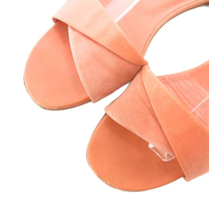 Hermes Separate Sandals Flat Strap Leather Suede 37.5 Salmon Pink GV - GY18