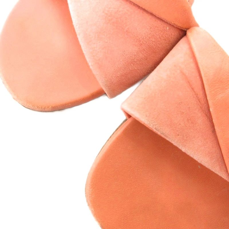 Hermes Separate Sandals Flat Strap Leather Suede 37.5 Salmon Pink GV - GY18