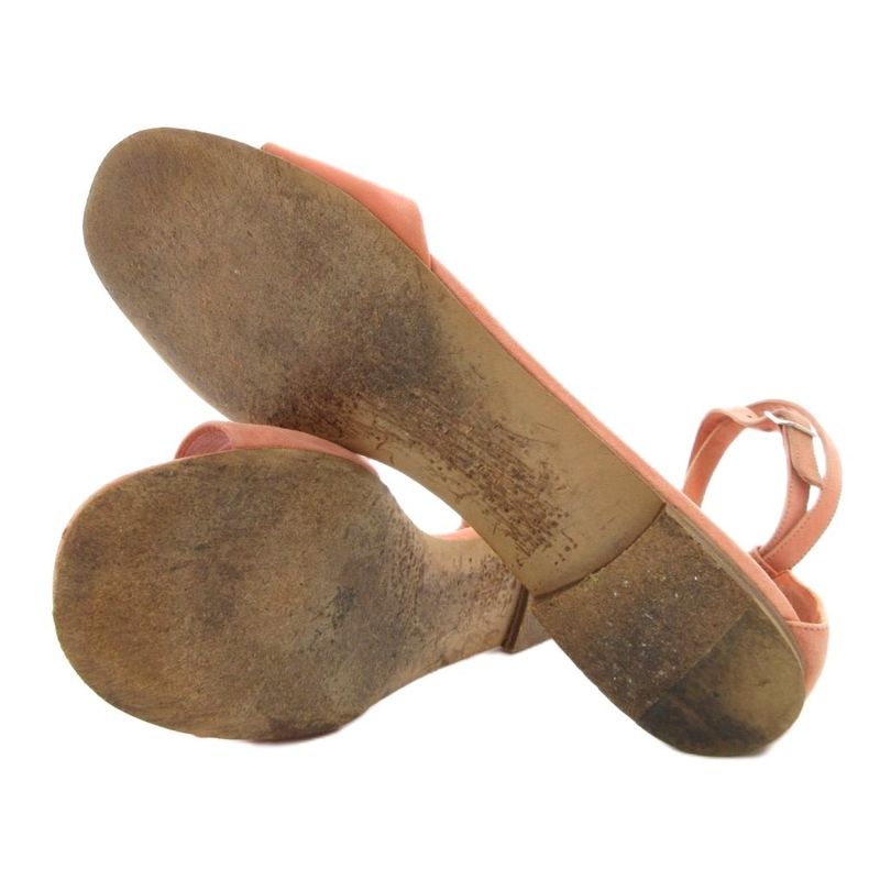 Hermes Separate Sandals Flat Strap Leather Suede 37.5 Salmon Pink GV - GY18