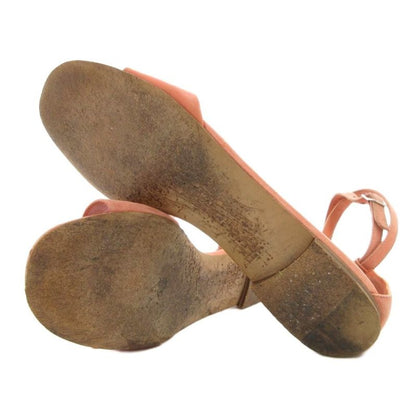 Hermes Separate Sandals Flat Strap Leather Suede 37.5 Salmon Pink GV - GY18