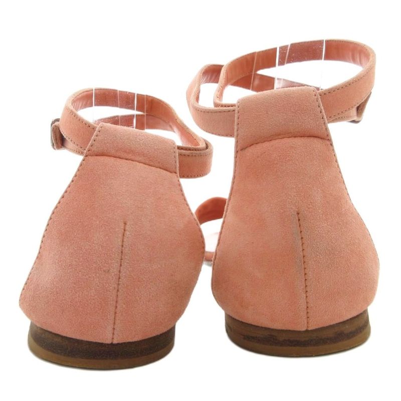 Hermes Separate Sandals Flat Strap Leather Suede 37.5 Salmon Pink GV - GY18