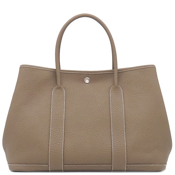 Hermes Tote Bag Garden Party PM Negonda Etoupe Silver Hardware Glaze Engraved C