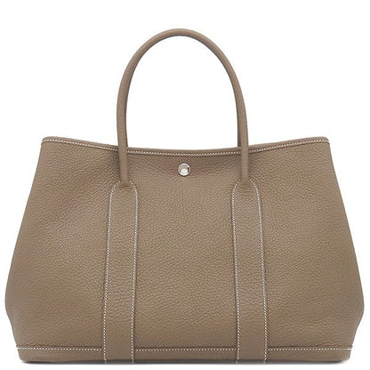 Hermes Tote Bag Garden Party PM Negonda Etoupe Silver Hardware Glaze Engraved C