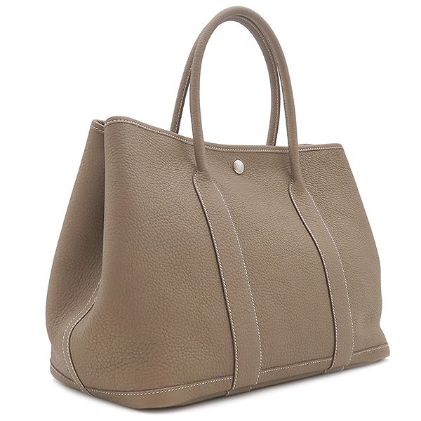 Hermes Tote Bag Garden Party PM Negonda Etoupe Silver Hardware Glaze Engraved C