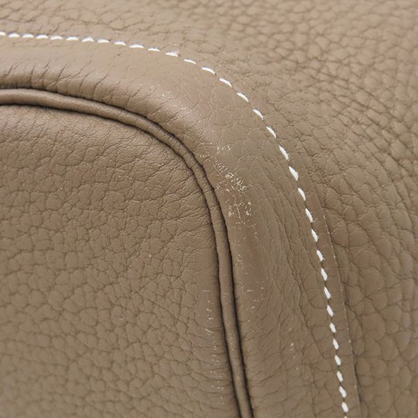 Hermes Tote Bag Garden Party PM Negonda Etoupe Silver Hardware Glaze Engraved C