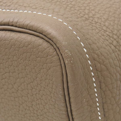 Hermes Tote Bag Garden Party PM Negonda Etoupe Silver Hardware Glaze Engraved C