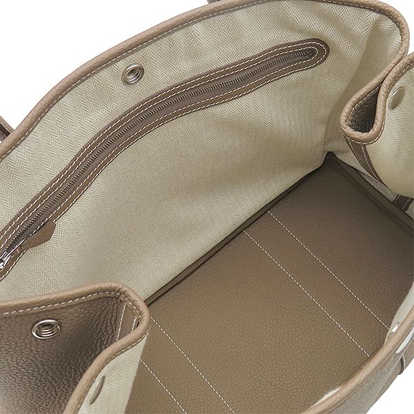 Hermes Tote Bag Garden Party PM Negonda Etoupe Silver Hardware Glaze Engraved C