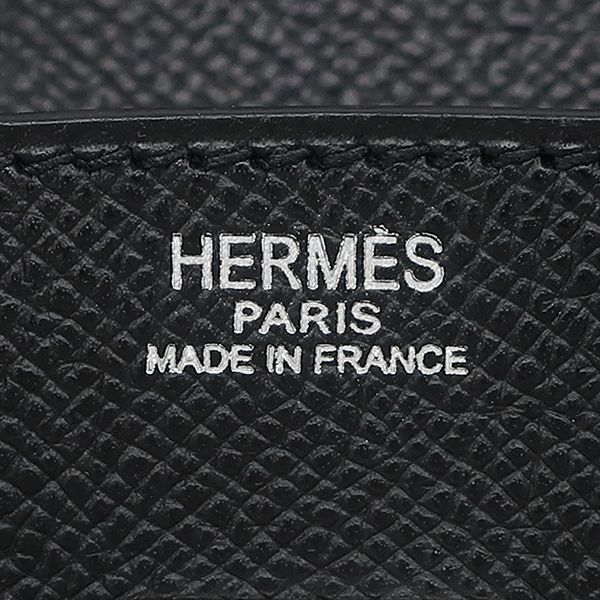 Hermes Handbag Birkin 25 Vaux Epson Black Silver Hardware Black I Engraved